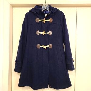 Kimi + Kai MoMo Maternity Coat Small Navy Paisley Wool Peacoat